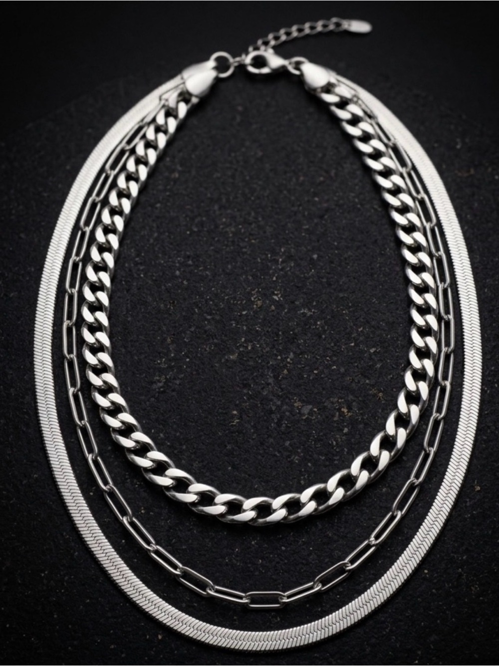 Elegant Silver Chain Necklace Set - Picture 2 of 2